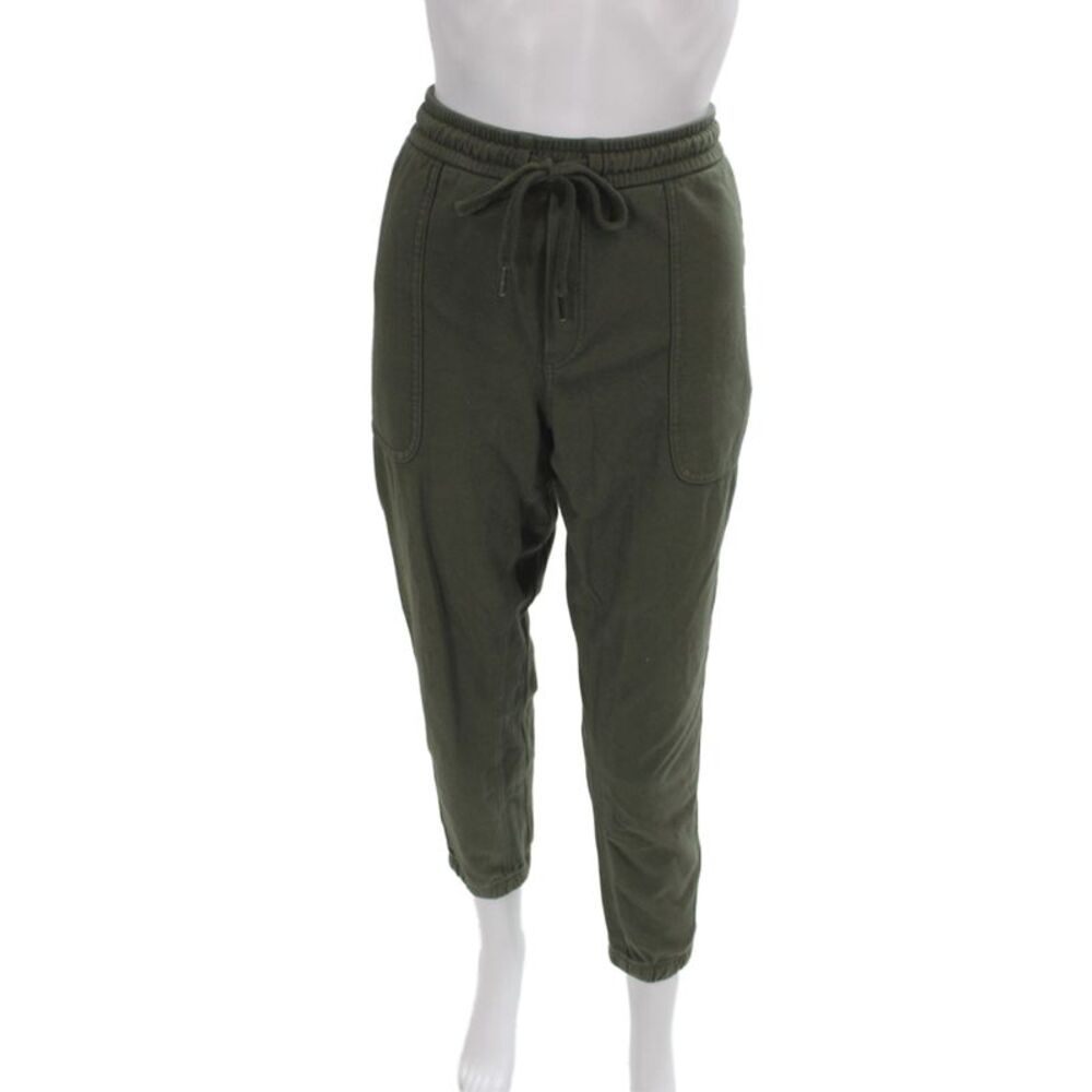 Athleta Womens Cotton Drawstring Tied Jogger Sweatpants Green Size L